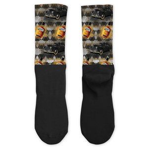 Gentlemen's Bourbon Fashion Dapper Design Handprinted Cotton Athletic Socks